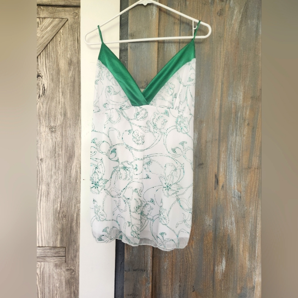Kiwi Green and White Floral Camisole